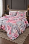 Varol Royal Saten 300TC Nevresim Takımı (Çift Nevresimli) Family Size  - LİLYA