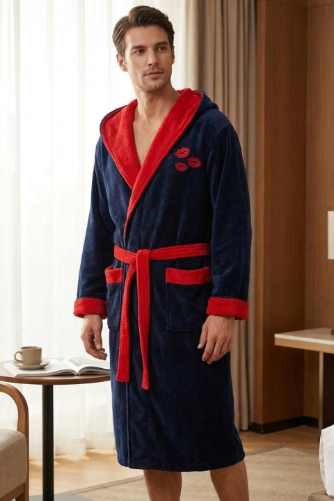 Varol Luxury Touch Kapşonlu %100 Pamuk Nakışlı Bornoz – Kiss L/XL