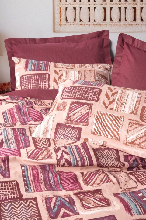 Cotton Box Ethnic Ranforce Tek Kişilik Nevresim Takimi Estilo Bordo