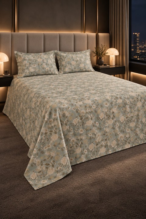 Varol Rosella Çiçek Desenli Çift Kişilik Yatak Örtüsü Takımı 240×260 cm – 2 Yastık Kılıflı