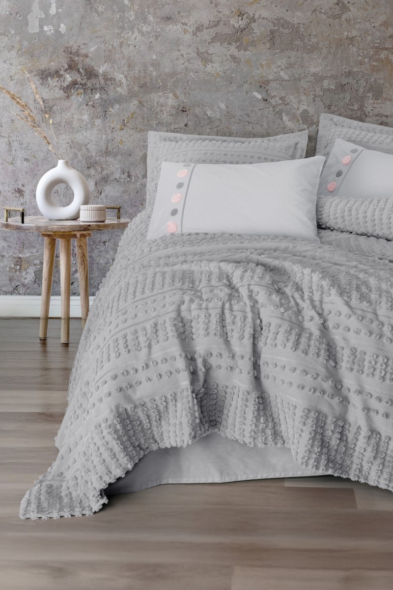 Cotton Box Limi Yatak Örtülü Nevresim Takımı Siva Gri detay görseli