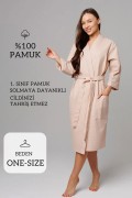 Varol Pike Dokuma Sütlü Kahve Bornoz – İhracat Fazlası, One Size görseli 7