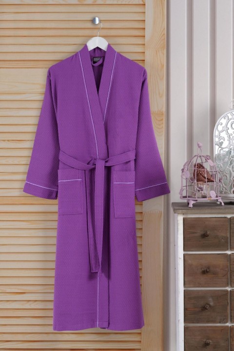 Varol Dama Serisi Kimono Yaka Pike Bornoz Sabahlık LİLA