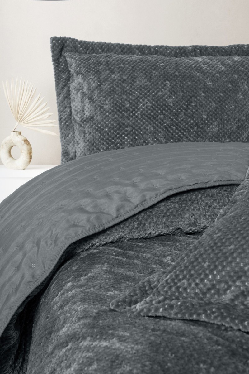 Cotton Box Softnest Çift Kişilik Yatak Örtüsü Boleta K.Gri detay görseli