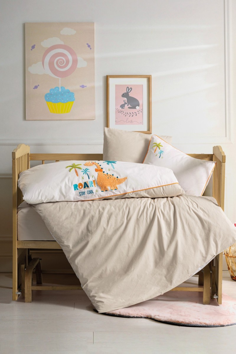 Cotton Box Punch Nakışlı Bebek Nevresim Takimi Kiddo Krem detay görseli