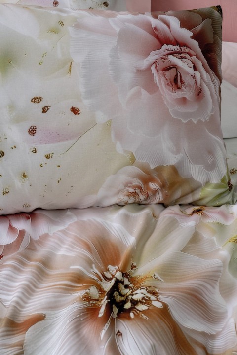 Cotton Box 3d Flower %100 Pamuk Saten - Elara Pembe