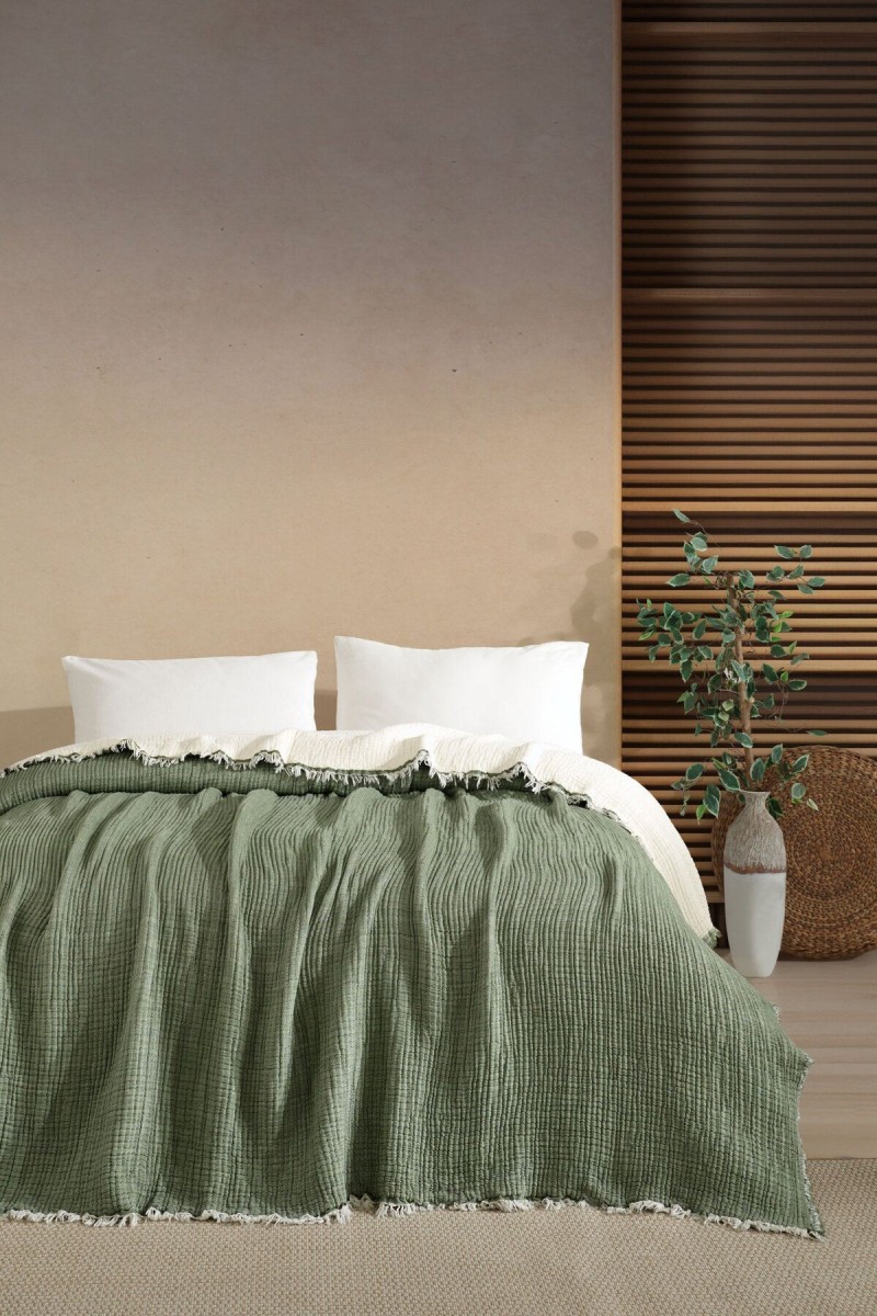 Varol 5 Katlı Çift Kişilik %100 Pamuk Müslin Yatak Örtüsü – 230x240 cm detay görseli
