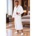 Varol Elegant Monogram Beyaz Erkek Bornoz – Yüksek Gramajlı, Uzun Kesim, Şal Yaka - M