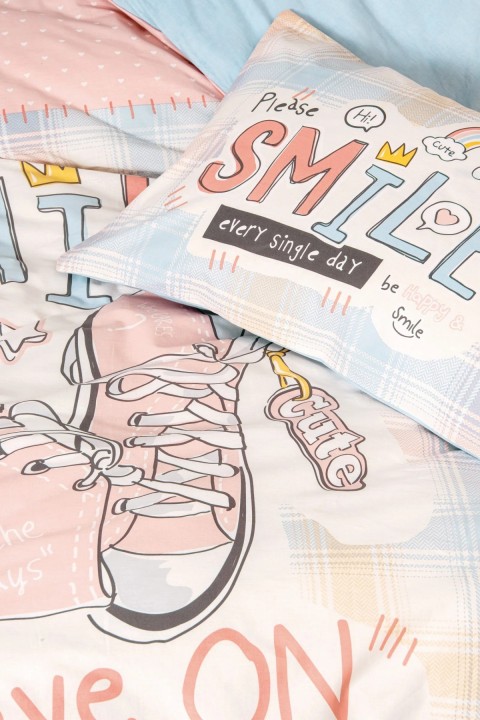 Cotton Box Junior Tek Kişilik Lastikli Çarşaflı Nevresim Takımı Smile Mint