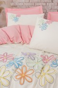 Cotton Box Puff Nakışlı Çift Kişilik Nevresim Takımı Bellis Pembe görseli 3