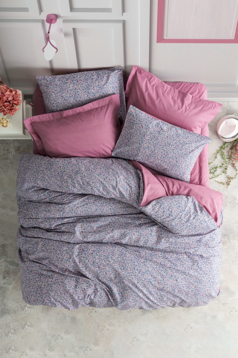 Cotton Box Petite Çift Kişilik Lastikli Çarşaflı Nevresim Takımı Penny Gül Kurusu detay görseli