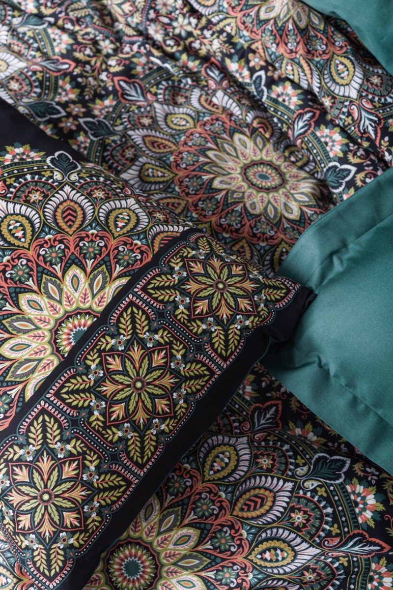 Cotton Box Saten Çift Kişilik Nevresim Takımı Ornate Petrol