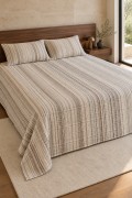 Varol Line Çizgili Çift Kişilik Yatak Örtüsü Takımı 240×260 cm – 2 Yastık Kılıflı