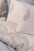 Cotton Box Brode Nakışlı Saten Çift Kişilik Nevresim Takımı Sheen Gri görseli 2