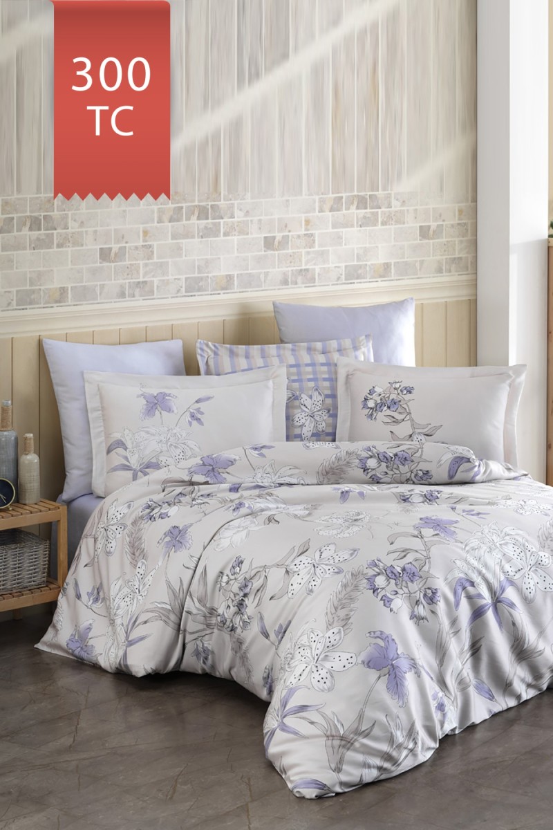 Varol Royal Saten 300TC Nevresim Takımı (Çift Nevresimli) Family Size  - ESSENZA
