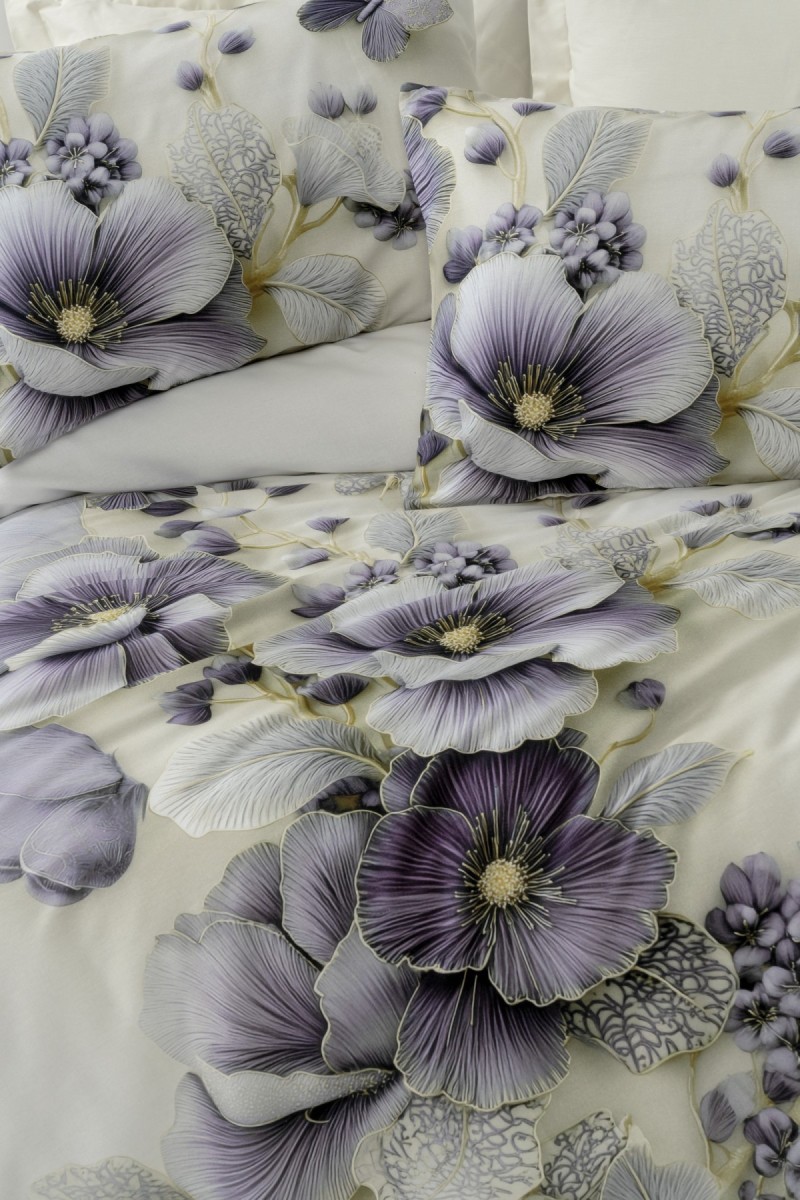 Cotton Box 3d Flower %100 Pamuk Saten  - Nayra Krem