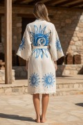 Varol Organik %100 Pamuk Kimono Yaka Sabahlık Bornoz - Heliona v2 görseli 3