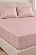 Varol %100 Pamuk Saten Stripe Battal Boy (King Size) Lastikli Çarşaf Takımı – 30 cm – 2 Yastık Kılıfı – 200x200cm görseli 6