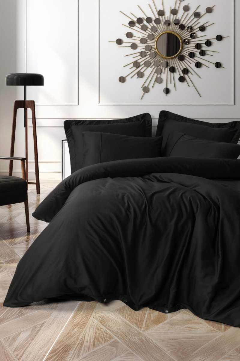 Cotton Box Silky Saten King Size Nevresim Takımı  Siyah detay görseli