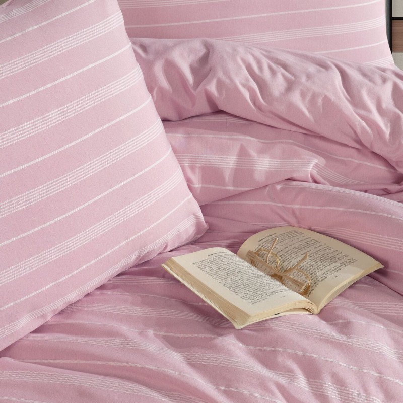 Varol Çarşafı Lastikli Saten Çizgili Çift Kişilik Nevresim Takım