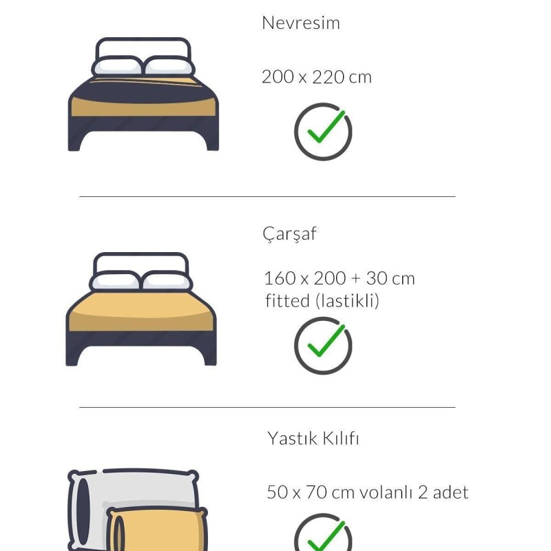 Varol Çarşafı Lastikli Saten Çizgili Çift Kişilik Nevresim Takım