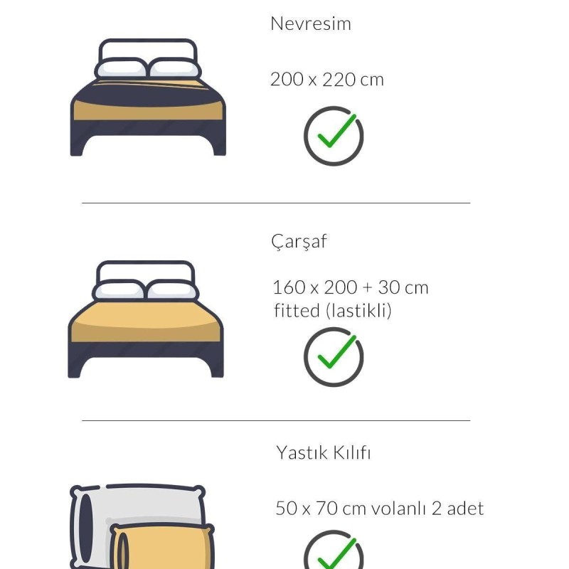 Varol Çarşafı Lastikli Saten Çizgili Çift Kişilik Nevresim Takım