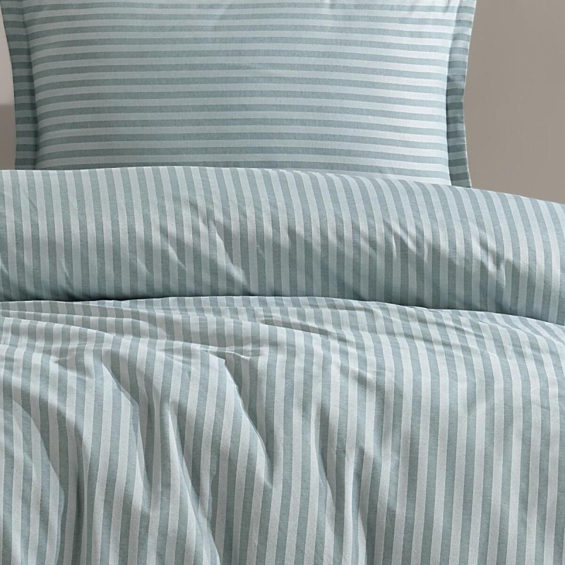 Varol Çarşafı Lastikli Saten Çizgili Çift Kişilik Nevresim Takım