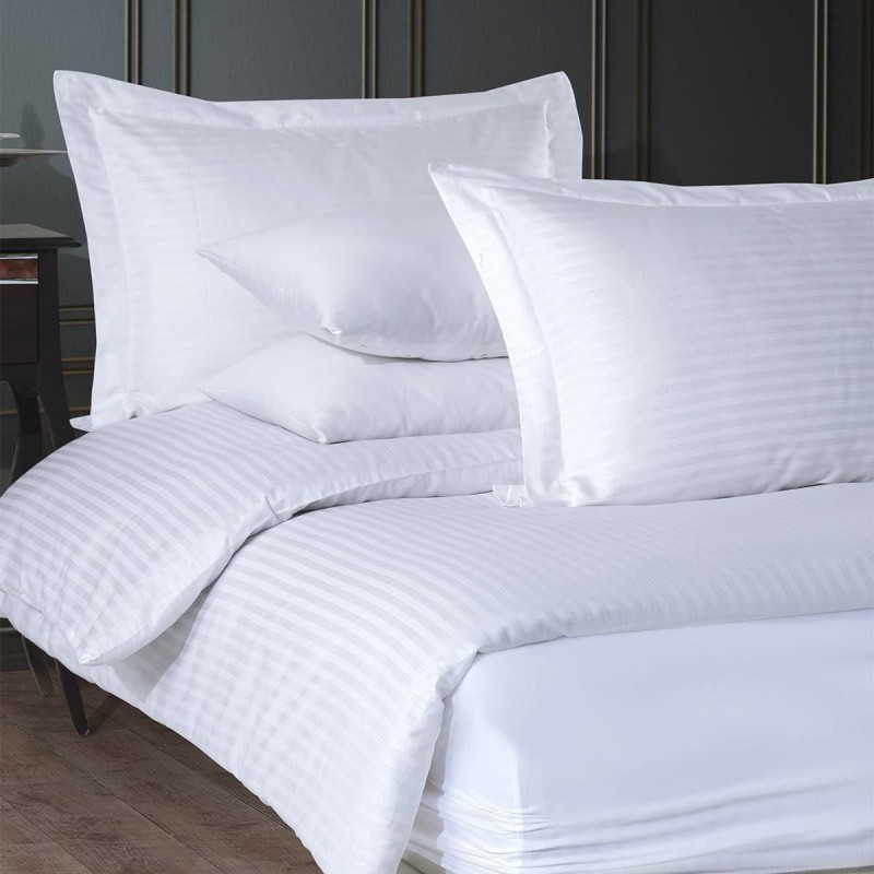 Varol Çarşafı Lastikli Saten Çizgili Çift Kişilik Nevresim Takım