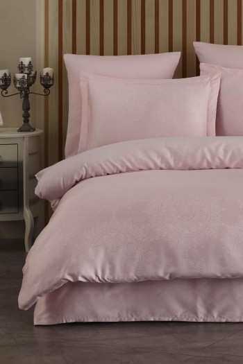 Varol Liyosel Jakar Nevresim Takımı Çift Kişilik - Nothingham Pudra