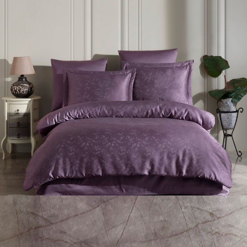 Varol Liyosel Jakar Nevresim Takımı Tek Kişilik - Eva Mürdüm Varol Liyosel Jakar Nevresim Takımı Tek Kişilik - Eva Mürdüm