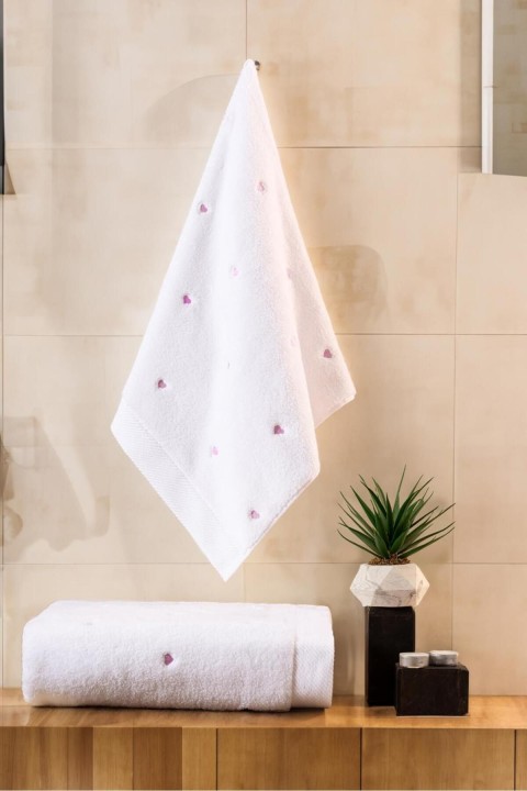 Varol Love Serisi Nakışlı Micro Cotton Banyo Havlu Seti LİLA
