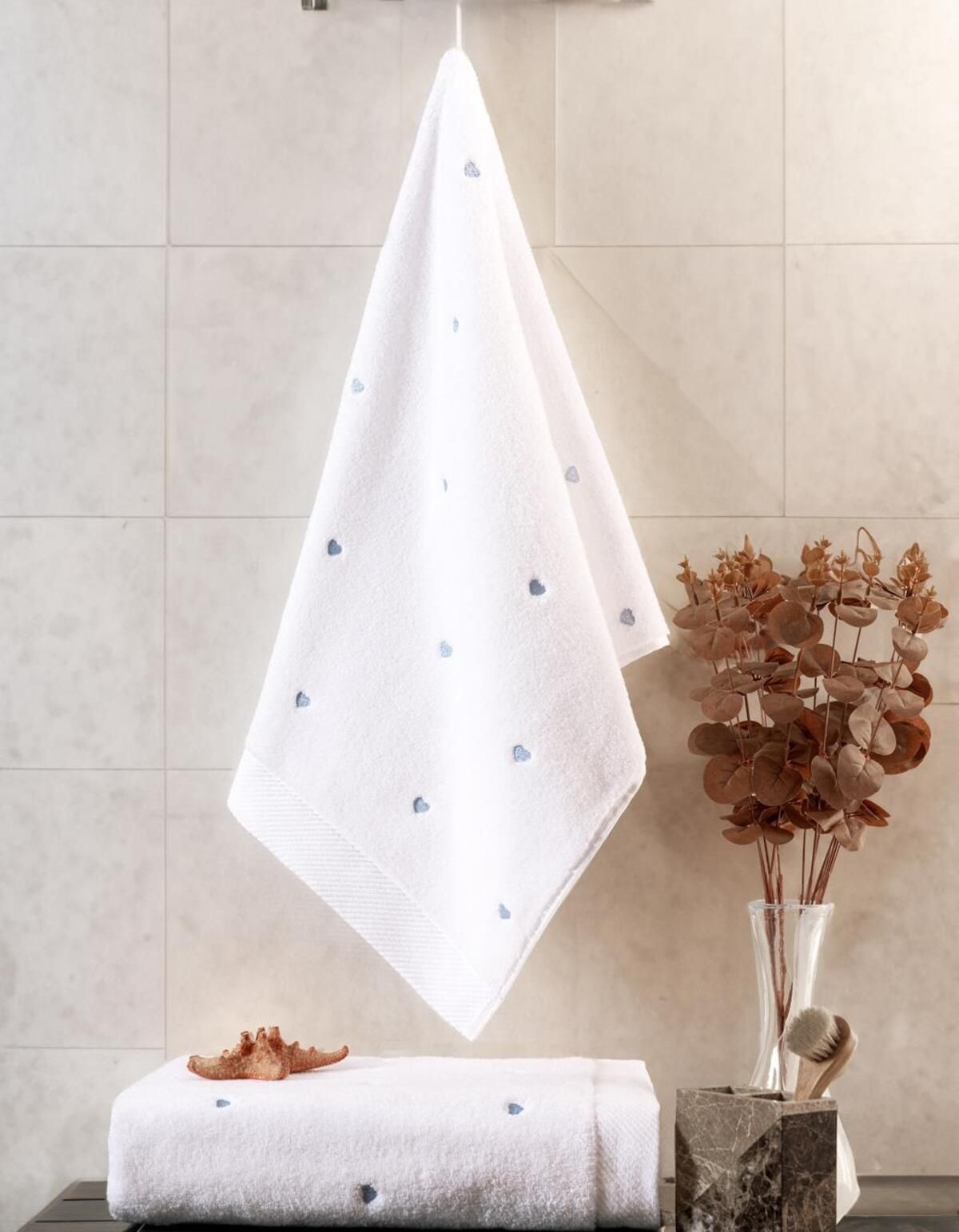 Varol Love Serisi Nakışlı Micro Cotton Banyo Havlu Seti