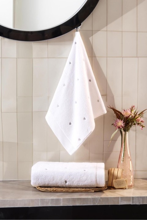 Varol Love Serisi Nakışlı Micro Cotton Banyo Havlu Seti GRİ