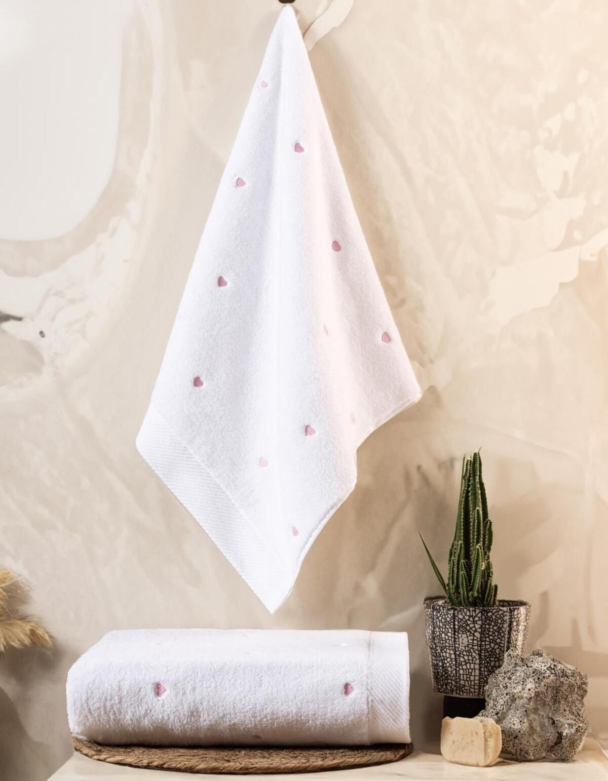 Varol Love Serisi Nakışlı Micro Cotton Banyo Havlu Seti