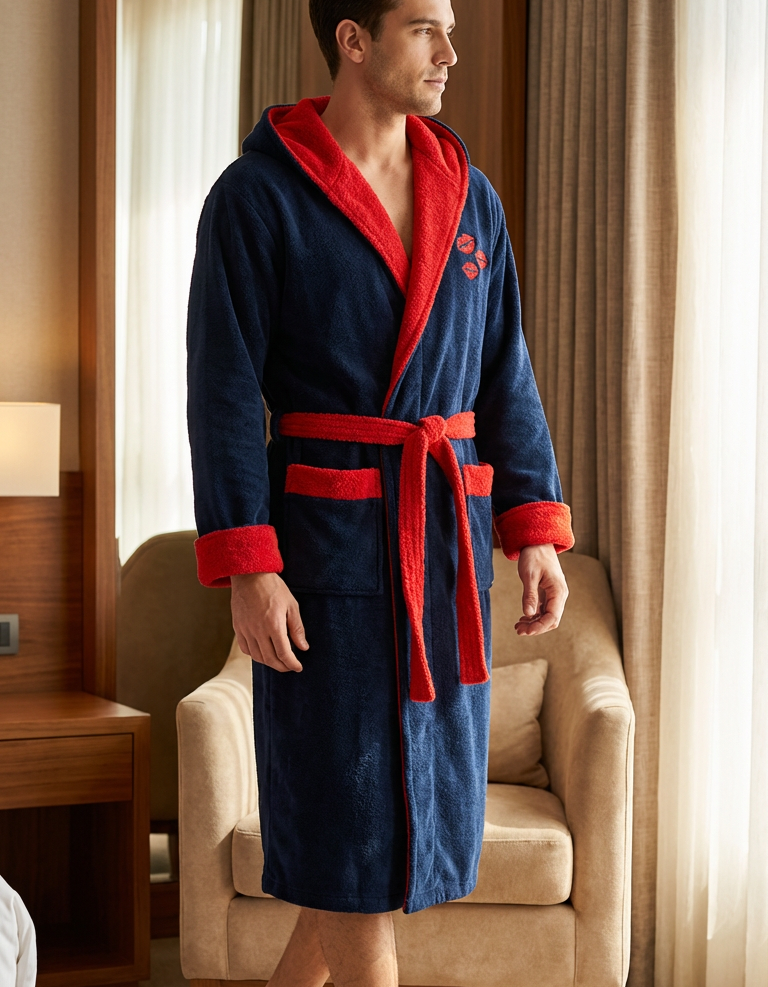 Varol Luxury Touch Kapşonlu %100 Pamuk Nakışlı Bornoz – Kiss Varol Luxury Touch Kapşonlu %100 Pamuk Nakışlı Bornoz – Kiss