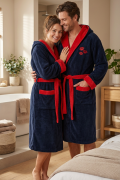Varol Luxury Touch Kapşonlu %100 Pamuk Nakışlı Bornoz – Kiss görseli 5