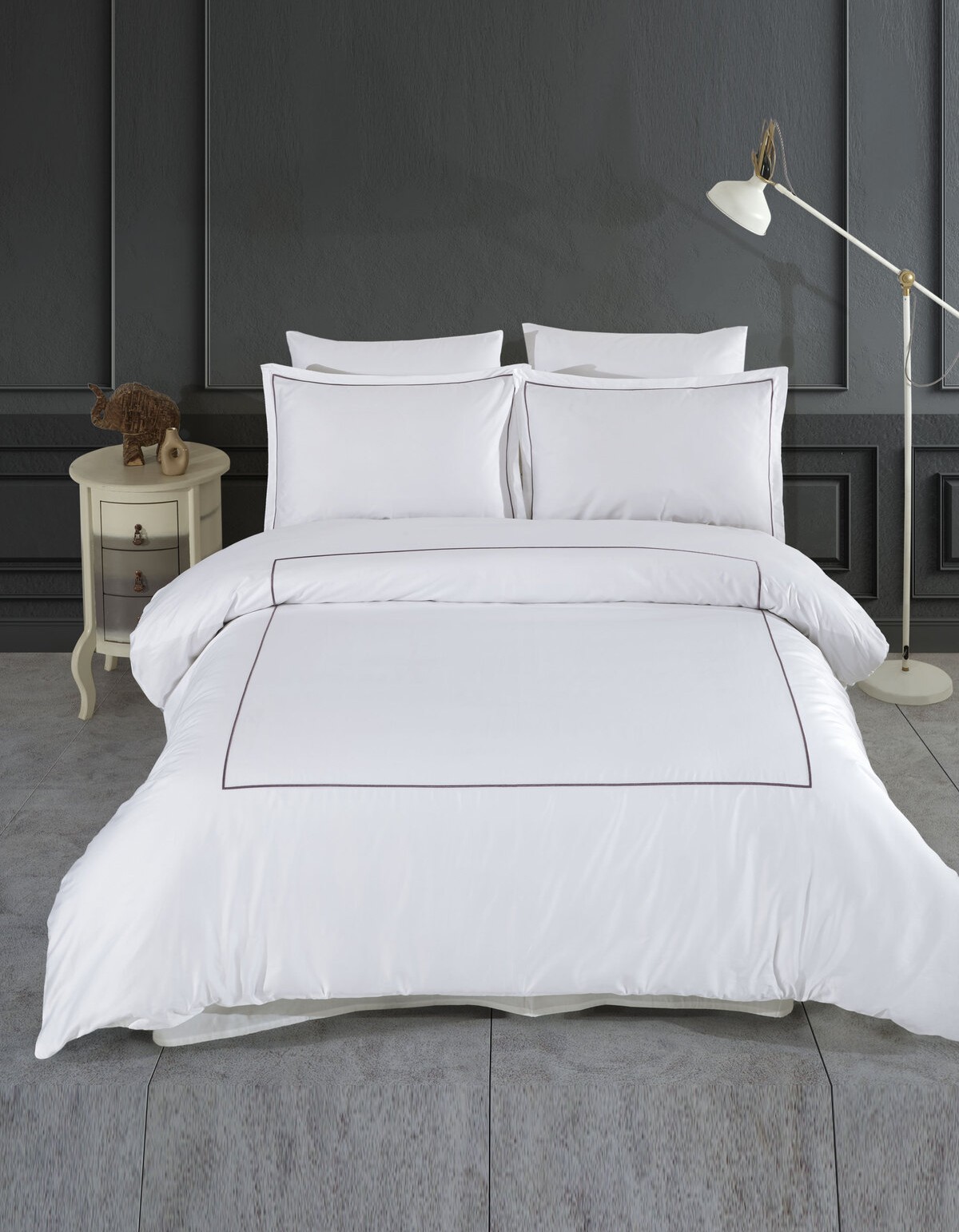 Varol Marmaris Serisi Kızılbük – Tek Kişilik 300 TC Nakışlı Pamuk Saten Nevresim Takımı