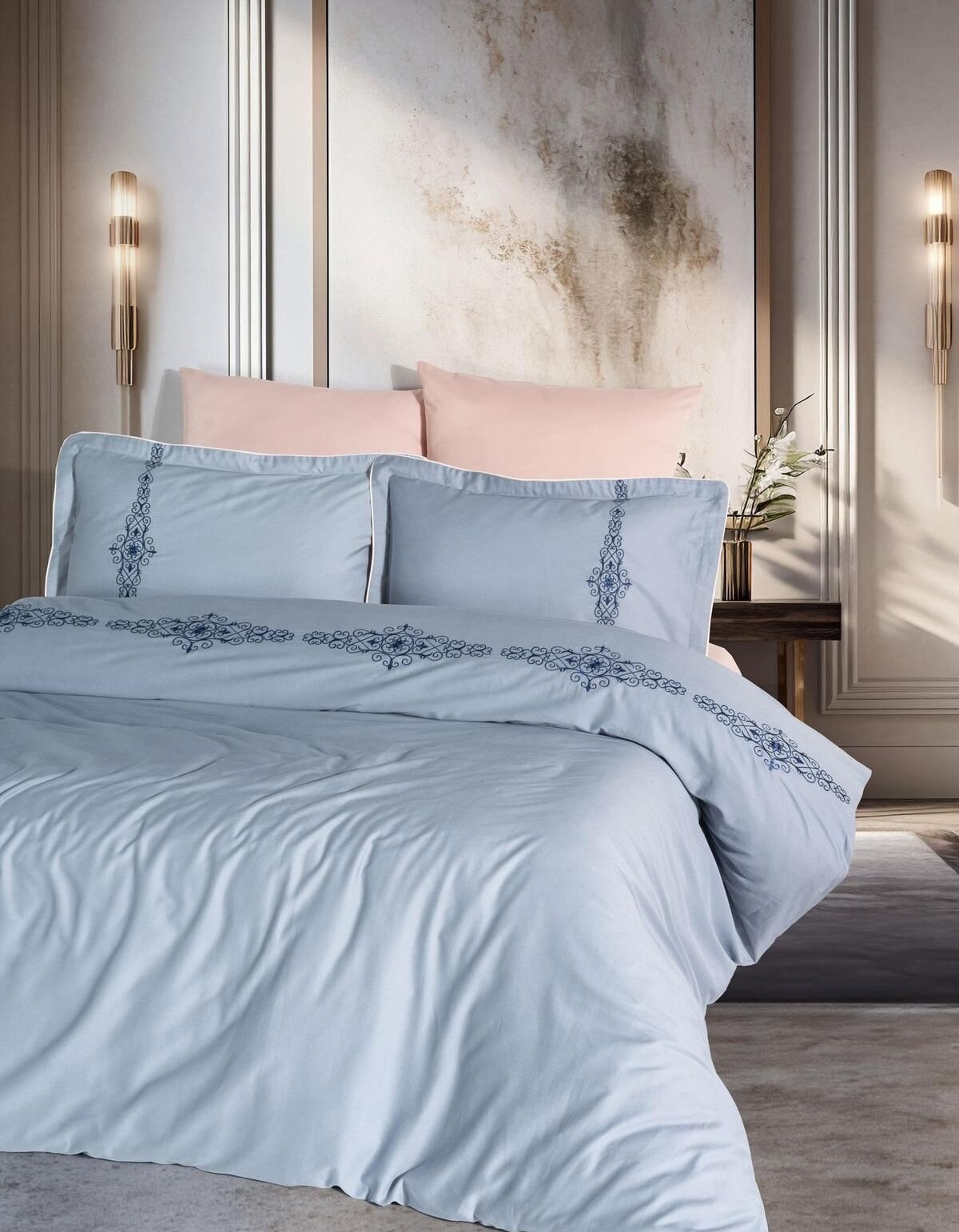 Varol Nakışlı Pamuk Saten Çift Kişilik Nevresim Takımı