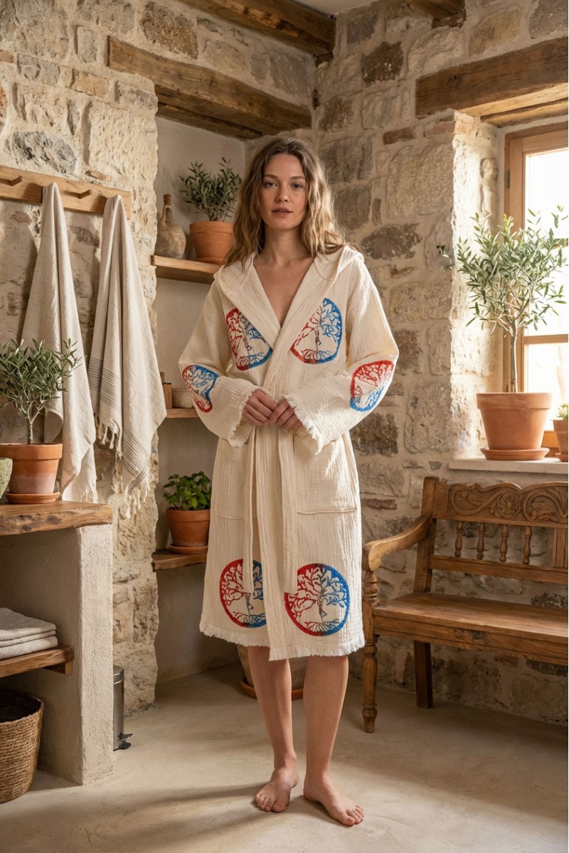 ワンピース sheller mulch boarder knit docking dress Varol Organik %100 Pamuk Kapşonlu Sabalık Bornoz Plaj Elbisesi
