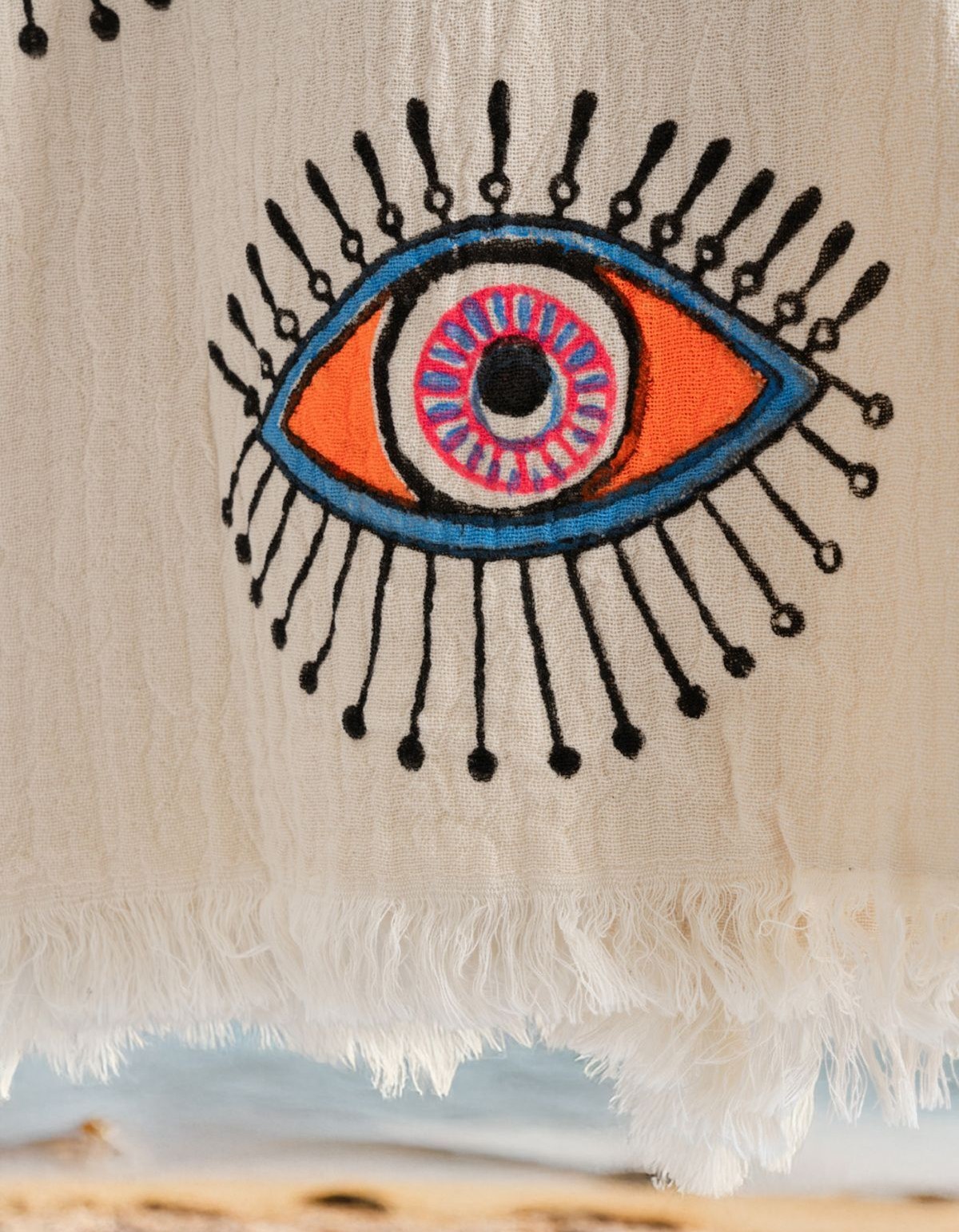 Varol Organik %100 Pamuk Kapşonlu Sabahlık Bornoz Plaj Elbisesi - Göz