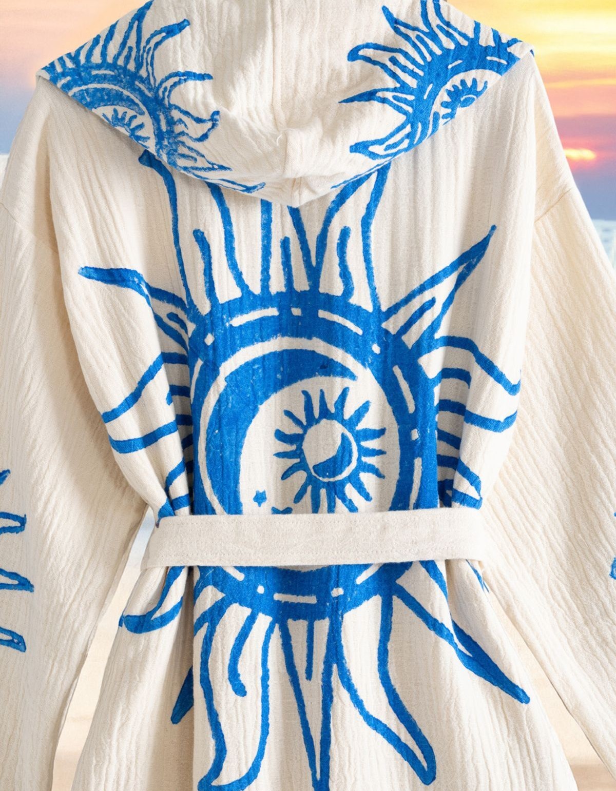 Varol Organik %100 Pamuk Kapşonlu Sabahlık Bornoz Plaj Elbisesi - Heliona V2