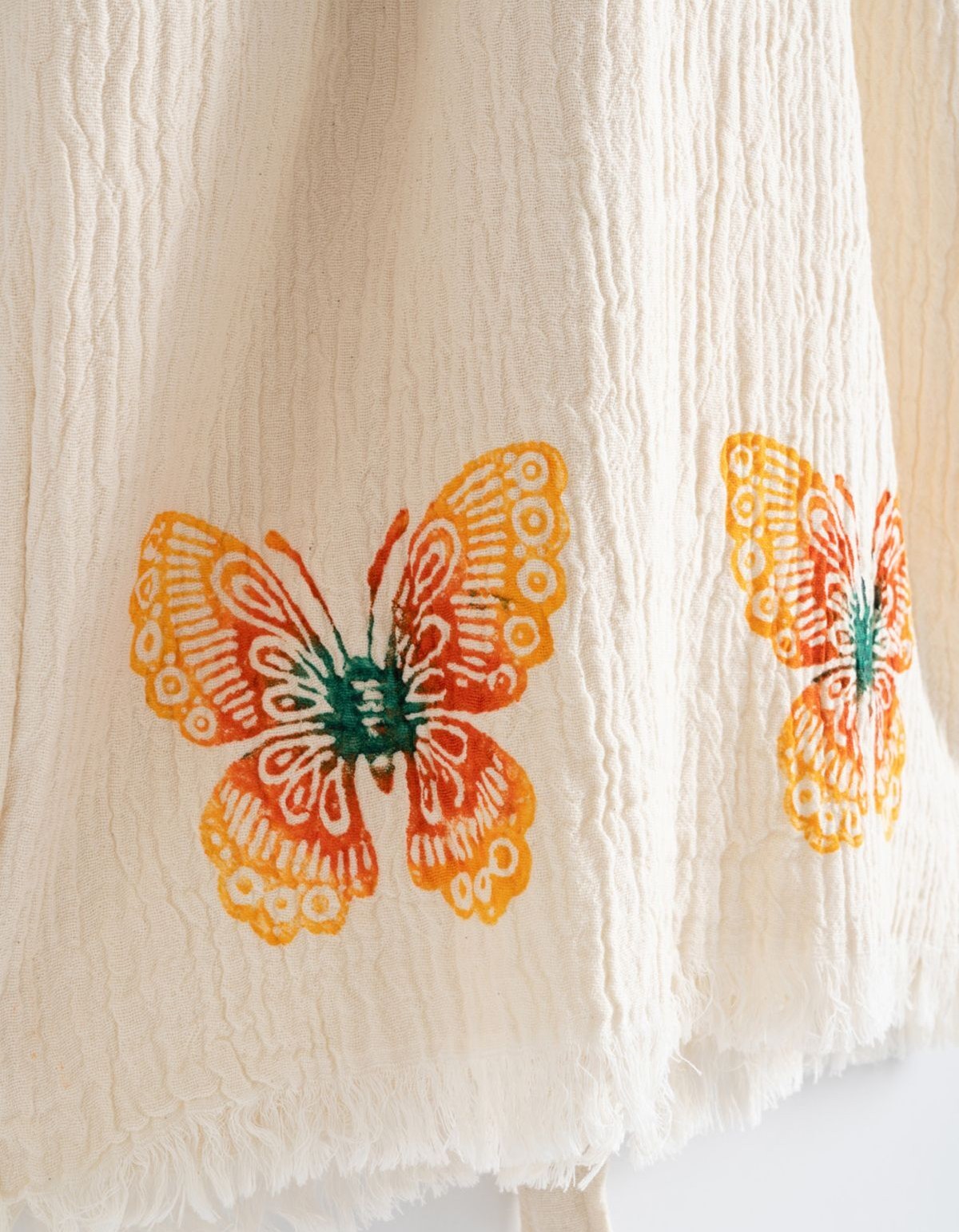 Varol Organik %100 Pamuk Kapşonlu Sabahlık Bornoz Plaj Elbisesi - Kelebek