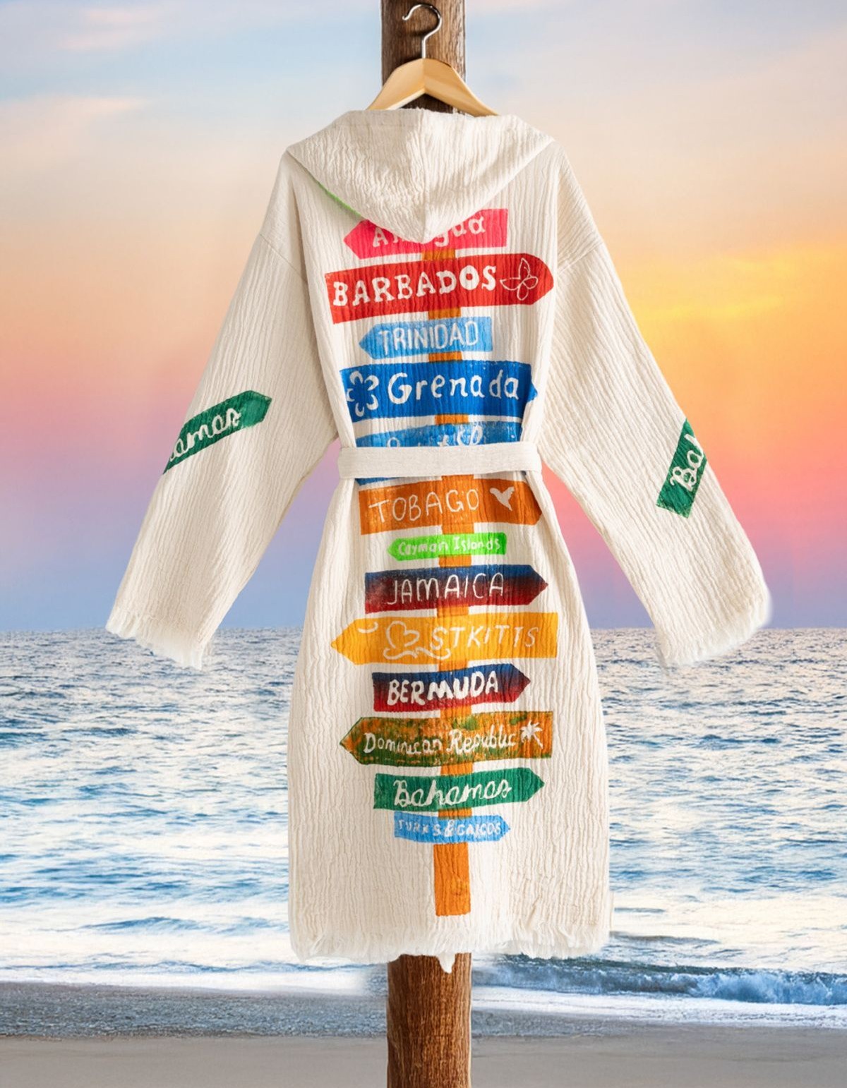 Varol Organik %100 Pamuk Kapşonlu Sabahlık Bornoz Plaj Elbisesi - Nomada