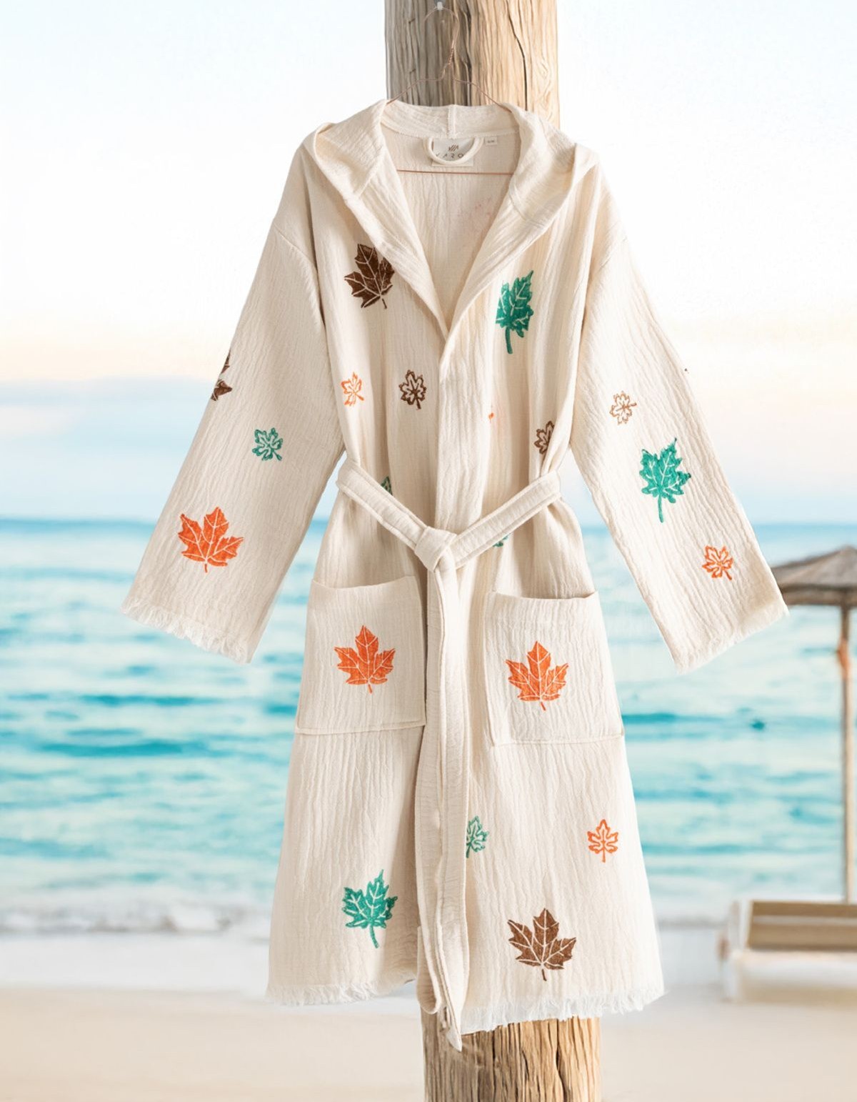 Varol Organik %100 Pamuk Kapşonlu Sabahlık Bornoz Plaj Elbisesi - Sonbahar Varol Organik %100 Pamuk Kapşonlu Sabahlık Bornoz Plaj Elbisesi - Sonbahar