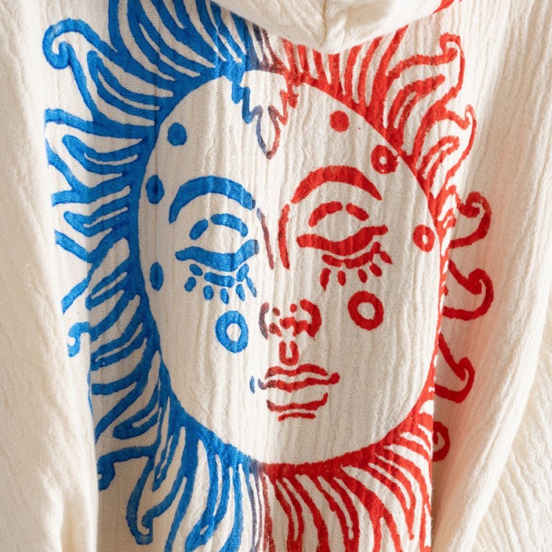 Varol Organik %100 Pamuk Kapşonlu Sabalık Bornoz Plaj Elbisesi - Dualis