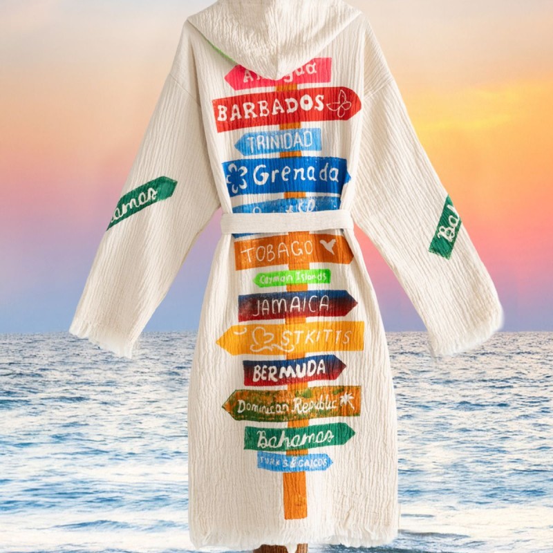 Varol Organik %100 Pamuk Kapşonlu Sabalık Bornoz Plaj Elbisesi - Nomada