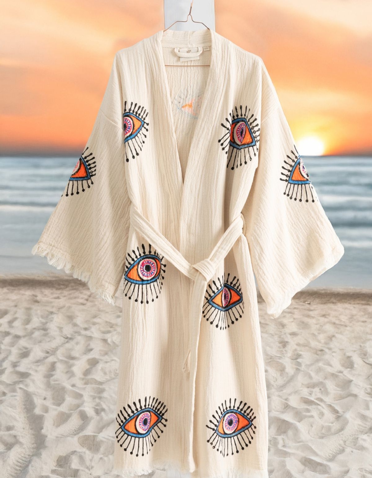 Varol Organik %100 Pamuk Kimono Yaka Sabahlık Bornoz - Göz