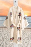 Varol Organik %100 Pamuk Kimono Yaka Sabahlık Bornoz - Göz görseli 4