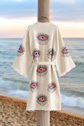 Varol Organik %100 Pamuk Kimono Yaka Sabahlık Bornoz - Göz görseli 5