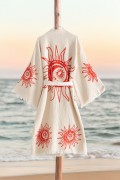 Varol Organik %100 Pamuk Kimono Yaka Sabahlık Bornoz - Heliona v1 görseli 2